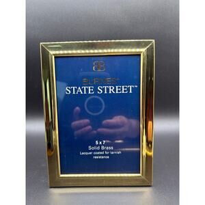 Burnes State Street Solid Brass Photo Frame 5x7 Desk Easel Glass Vintage Velvet